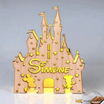 Lampada in legno a led a forma di castello personalizzabile con nome-Lampada in legno-Lol T-shirt