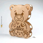 Lampada in legno a led a forma di orsetto personalizzabile con nome-Lampada in legno-Lol T-shirt
