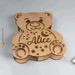 Lampada in legno a led a forma di orsetto personalizzabile con nome-Lampada in legno-Lol T-shirt