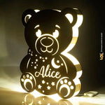 Lampada in legno a led a forma di orsetto personalizzabile con nome-Lampada in legno-Lol T-shirt