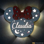 Lampada in legno a led Minnie a Parete Personalizzabile con Nome-Lampada in legno-Lol T-shirt