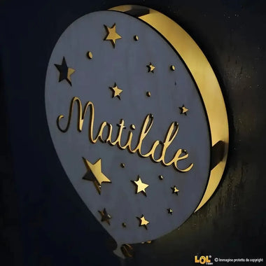 Lampada in legno a led Palloncino a Parete Personalizzabile con Nome-Lampada in legno-Lol T-shirt