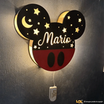 Lampada in legno a led Topolino a Parete Personalizzabile con Nome-Lampada in legno-Lol T-shirt