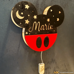 Lampada in legno a led Topolino a Parete Personalizzabile con Nome-Lampada in legno-Lol T-shirt