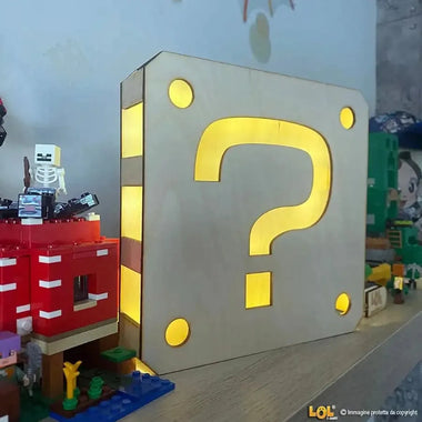 Lampada in legno Blocco Punto Interrogativo Super Mario Bross-Lampada in legno-Lol T-shirt