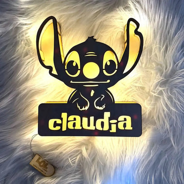 Lampada LED in Legno Stitch Personalizzata con Nome-Lampada in legno-Lol T-shirt