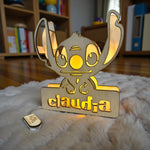 Lampada LED in Legno Stitch Personalizzata con Nome
