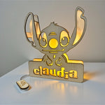 Lampada LED in Legno Stitch Personalizzata con Nome