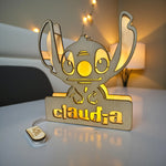 Lampada LED in Legno Stitch Personalizzata con Nome