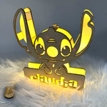 Lampada LED in Legno Stitch Personalizzata con Nome
