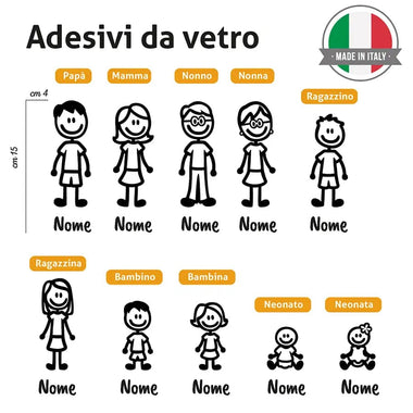 Adesivi per Auto Famiglia a Bordo con Soggetto a scelta adesivi per auto