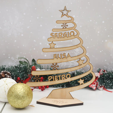 Albero in Legno Buon Natale Personalizzato con Nomi
