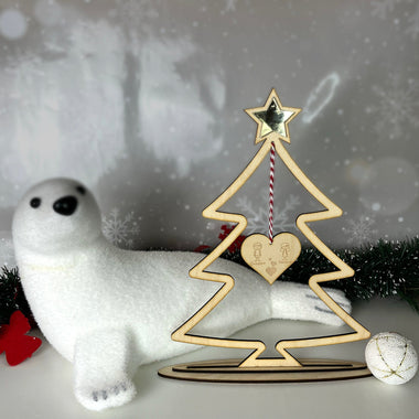 Albero in Legno Natale Personalizzato con Nomi Coppia