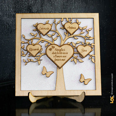 Cornice Albero della vita famiglia personalizzato con nomi Legno Albero della vita in legno