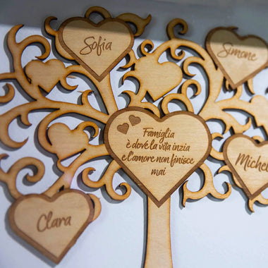 Cornice Quadro Albero della vita famiglia personalizzato con nomi in Legno Albero della vita in legno
