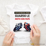 Body per Neonato Divertente Guardo la motogp con papà Body per bimbi