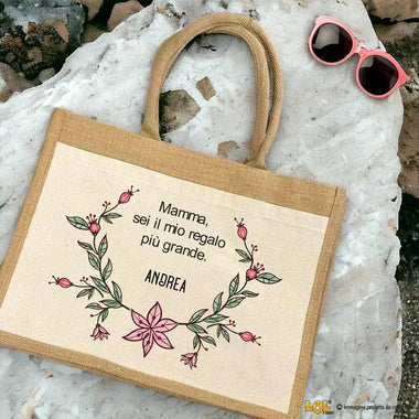 Borsa Mare Personalizzata con Nome Mamma sei il mio regalo più grande Borsa