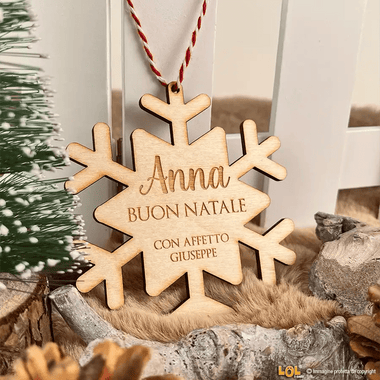 Decorazione in Legno di Natale con nome e frase personalizzabile