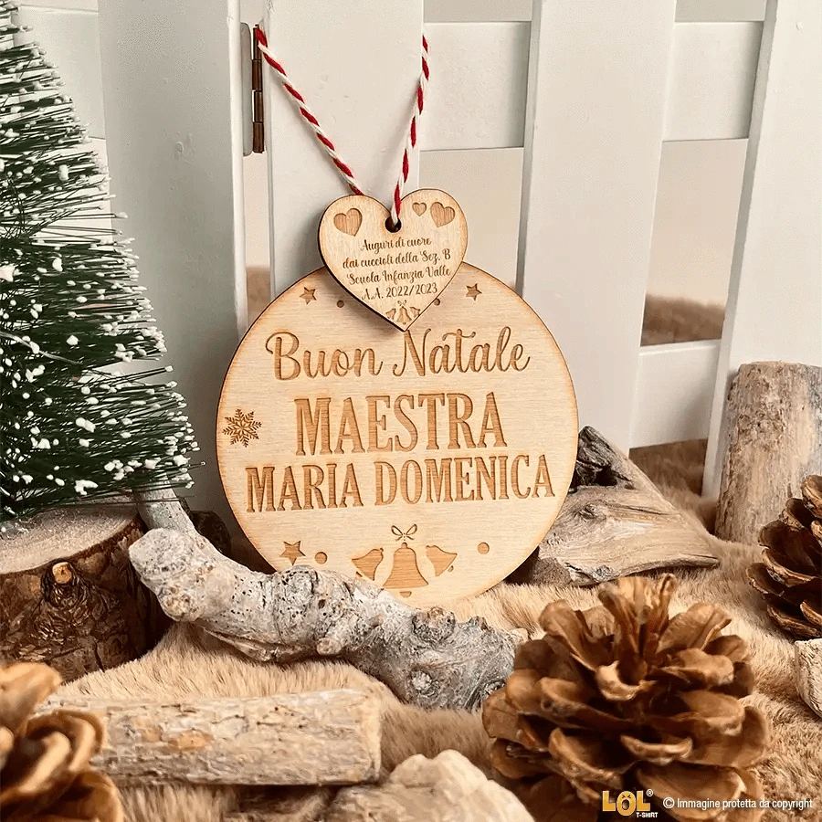 Pallina di Natale in legno Regalo per Maestra personalizzabile Lol