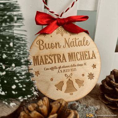 Pallina di Natale in legno Regalo per Maestra personalizzabile Decorazioni natalizie