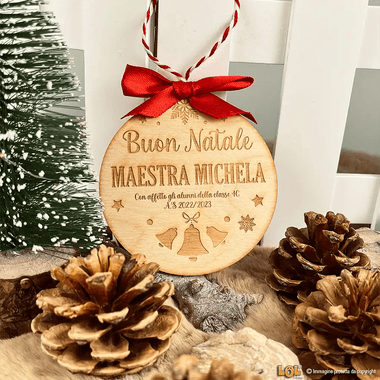 Pallina di Natale in legno Regalo per Maestra personalizzabile Decorazioni natalizie