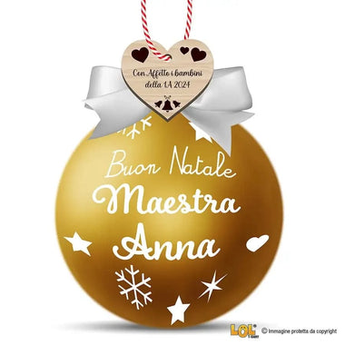 Pallina di Natale Oro Personalizzata con Nome Maestra e Dedica Decorazioni natalizie