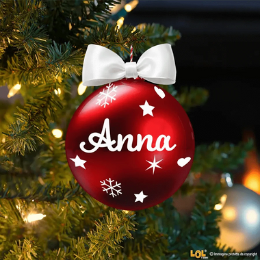 Pallina di Natale Rossa Lucida Personalizzabile con Nome Decorazioni natalizie