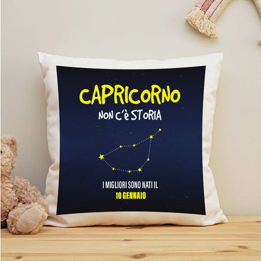 Cuscino Personalizzato Segno Zodiacale Capricorno con Fondo Stellato Federe per cuscino
