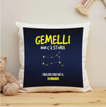 Cuscino Personalizzato Segno Zodiacale Gemelli con Fondo Stellato Federe per cuscino