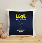 Cuscino Personalizzato Segno Zodiacale Leone con Fondo Stellato Federe per cuscino