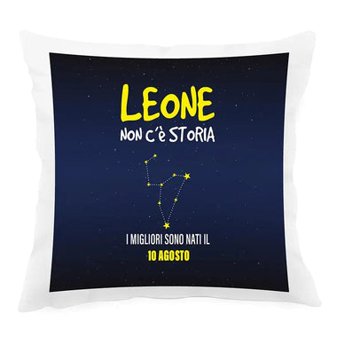 Cuscino Personalizzato Segno Zodiacale Leone con Fondo Stellato Federe per cuscino