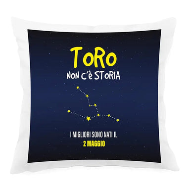Cuscino Personalizzato Segno Zodiacale Toro con Fondo Stellato Federe per cuscino