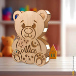 Lampada in legno a led a forma di orsetto personalizzabile con nome