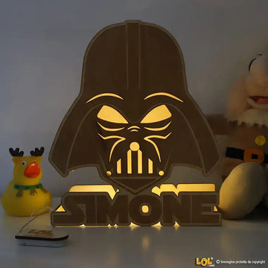 Lampada in legno a led Personalizzabile con Nome Darth Vader (Star Wars Tribute) Lampade