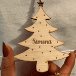 Pallina di Natale Decorazione di Legno a forma di Albero con nome