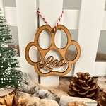 Pallina di Natale in Legno a forma di Zampa Personalizzata con il nome del tuo Cane