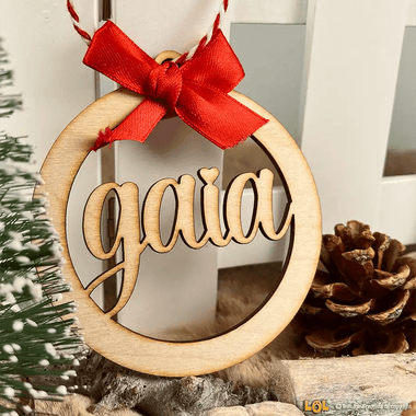 Pallina di Natale in legno con nome personalizzabile