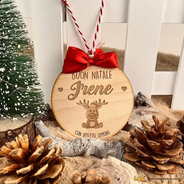 Pallina di Natale in legno Personalizzata con Nome e Renna