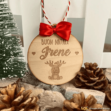 Pallina di Natale in legno Personalizzata Renna