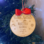 Pallina di Natale in legno Regalo per Maestra personalizzabile