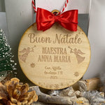 Pallina di Natale in legno Regalo per Maestra personalizzabile