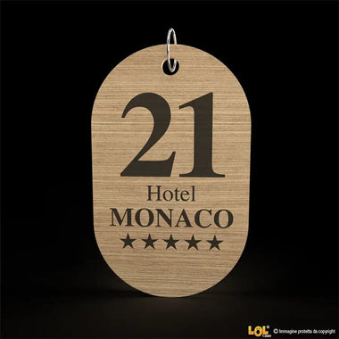Portachiavi per Hotel o b&b in legno con numero stanza forma rettangolo ovale portachiavi hotel