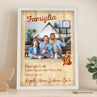 Quadro Famiglia Personalizzato con Foto e Dedica - Casa e Amore Quadro