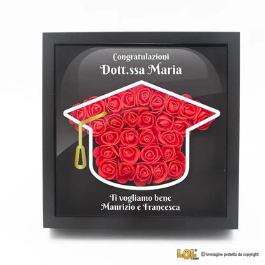 Shadow Box Laurea Personalizzata con Rose Rosse in 3D - Idea Regalo Shadow Box