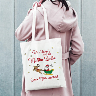 Shopper Personalizzata Natale Fate i Buoni con la Maestra Shopper