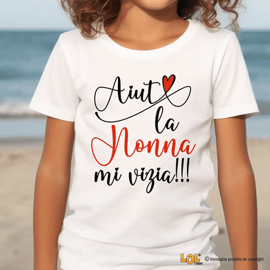 T-Shirt Bambino Regalo Nonni - Aiuto la nonna mi vizia T-shirt