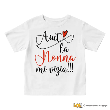 T-Shirt Bambino Regalo Nonni - Aiuto la nonna mi vizia T-shirt