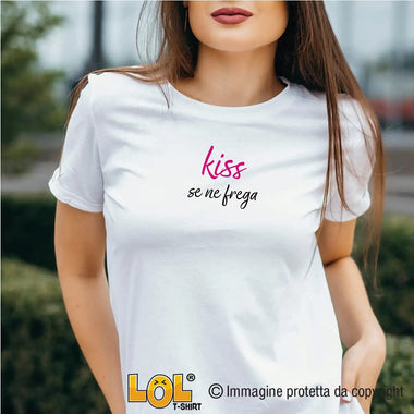 T-shirt Donna Divertente Kiss Se Ne Frega T-shirt