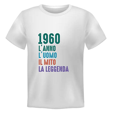 T-shirt Uomo 1960 L'anno l'uomo il mito la leggenda Con Anno Personalizzabile T-Shirt
