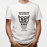 T-shirt Uomo Trattare con Delicatezza 55° Anni con Età Personalizzabile T-Shirt